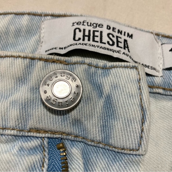 Refuge Denim Chelsea Light Blue Denim Shorts | Distressed - Picture 15 of 16